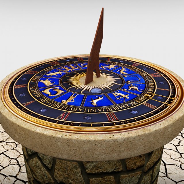 solar sundial clock 3D Model .c4d .max .obj .3ds .fbx .stl .blend 