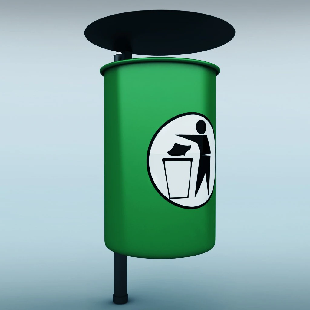 street trash can 3D Model .c4d .max .obj .3ds .fbx .stl .blend 