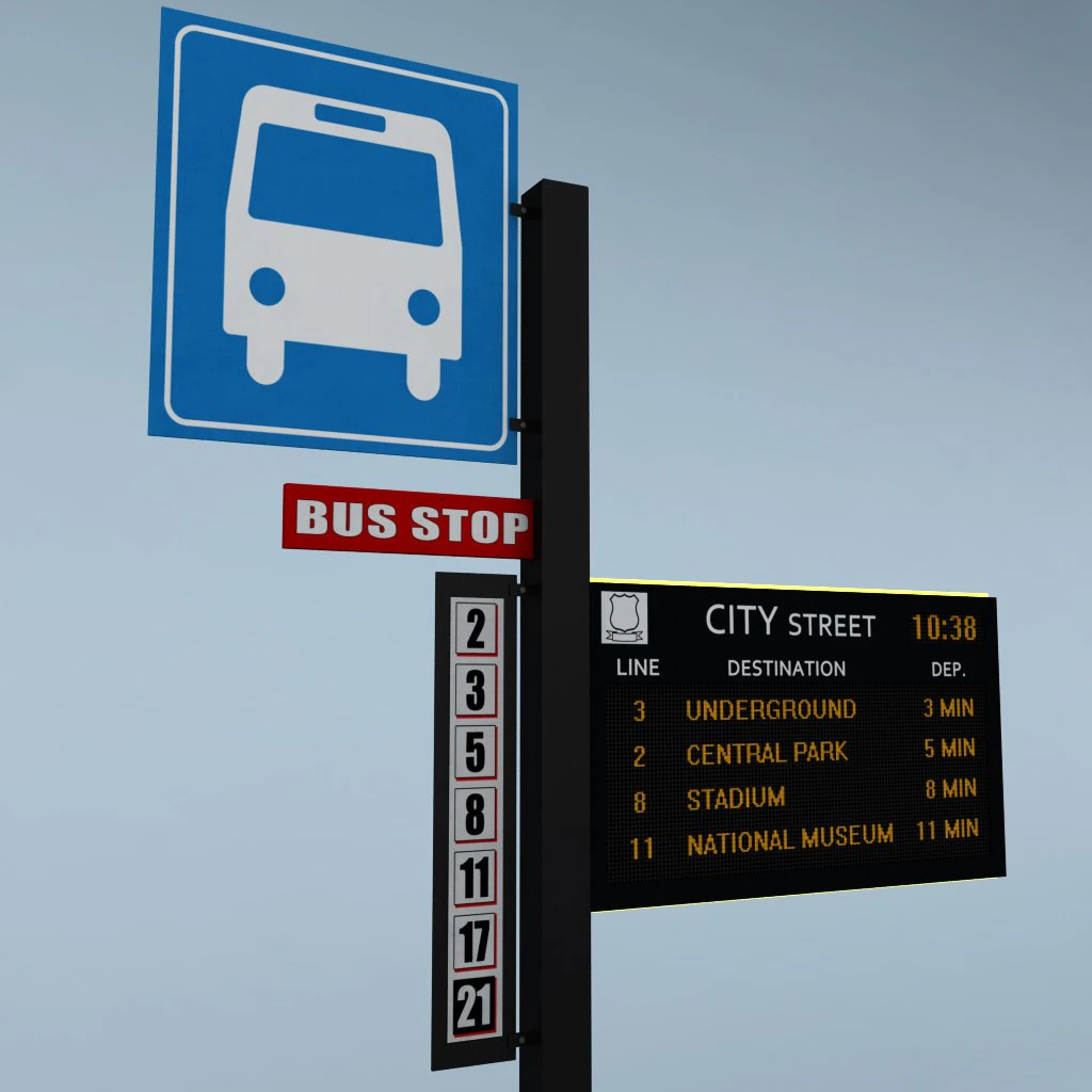 electronic bus schedule 3D Model .c4d .max .obj .3ds .fbx .stl .blend