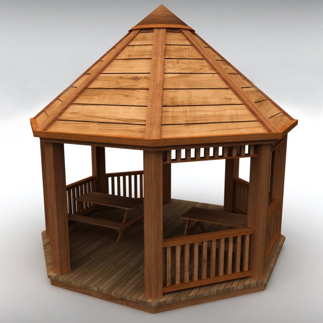 garden gazebo 3D मॉडल .c4d .max .obj .3ds .fbx .stl .blend 
