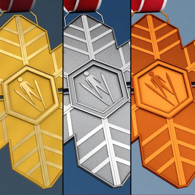 sport medal pack 3D Model .c4d .max .obj .3ds .fbx .stl .blend 