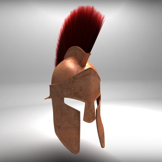 spartan helmet hairfur 3D Model .c4d .max .obj .3ds .fbx .stl .blend 