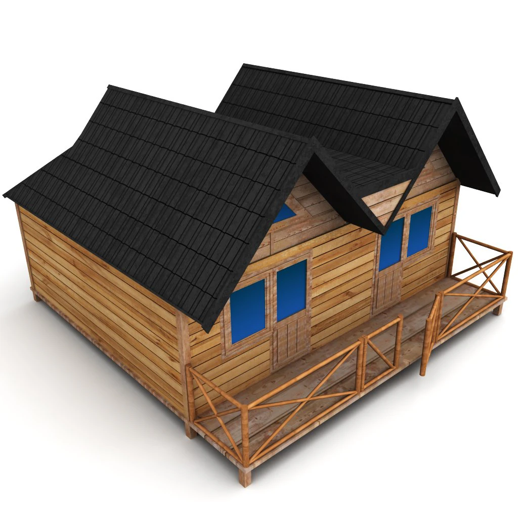 wooden house large 3D Model .c4d .max .obj .3ds .fbx .stl .blend 