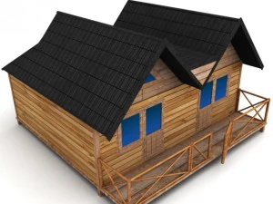 grande maison en bois Modèle 3D