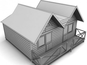wooden house large 3D मॉडल