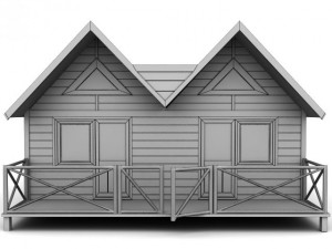 wooden house large 3D मॉडल