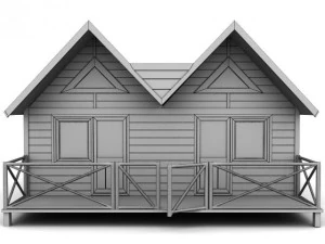 wooden house large 3D Model