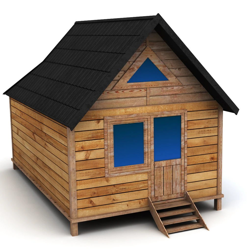 wooden house medium 3D Model .c4d .max .obj .3ds .fbx .stl .blend