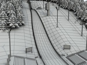 Ski jumping hill high detail 3D-Modell
