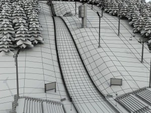 Ski jumping hill high detail 3D Model