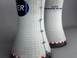 cooling tower power plant with interior 3Dモデル