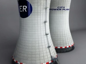 cooling tower power plant with interior 3D Model