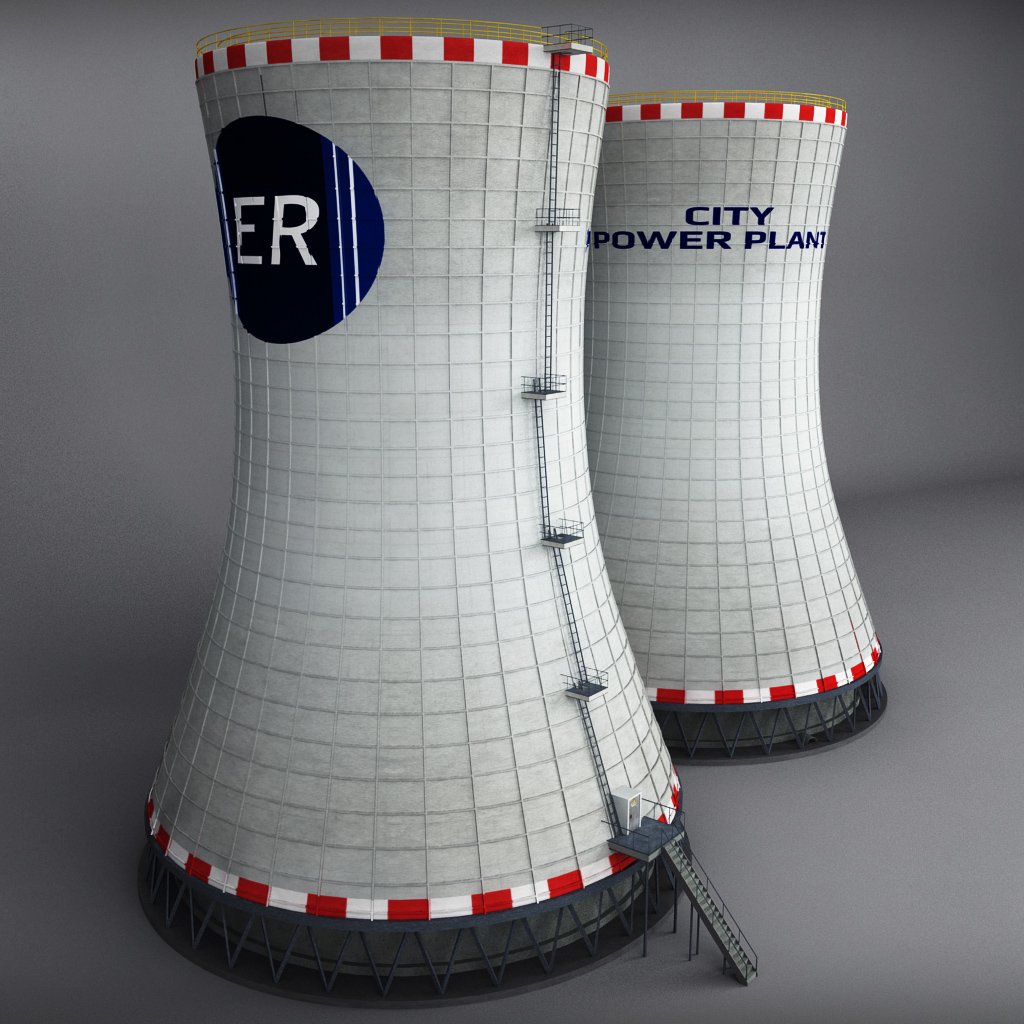 Cooling Tower Power Plant With Interior 3d Model In Buildings 3dexport