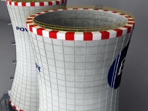 cooling tower power plant with interior 3Dモデル