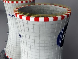 cooling tower power plant with interior 3D Model