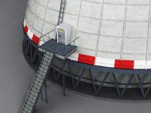 cooling tower power plant with interior 3D Model