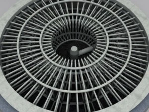 cooling tower power plant with interior 3D Model