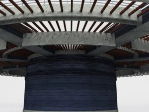 cooling tower power plant with interior 3D Model
