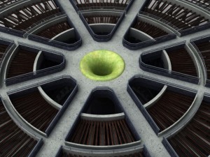 cooling tower power plant with interior 3Dモデル