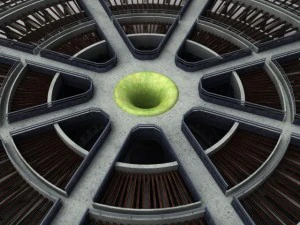 cooling tower power plant with interior 3D Model