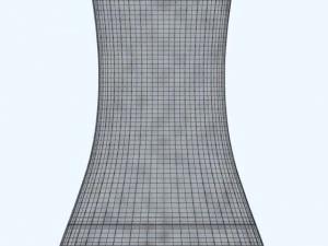 cooling tower power plant with interior 3D Model
