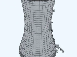 cooling tower power plant with interior 3D Model
