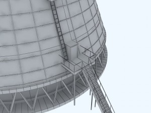 cooling tower power plant with interior 3Dモデル