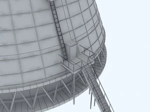 cooling tower power plant with interior 3D Model