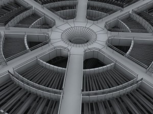 cooling tower power plant with interior 3Dモデル