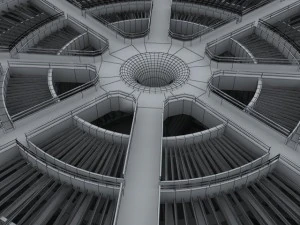 cooling tower power plant with interior 3D Model