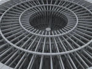 cooling tower power plant with interior 3D Model