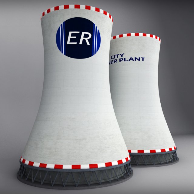 cooling tower power plant low Modelo 3D .c4d .max .obj .3ds .fbx .stl .blend 