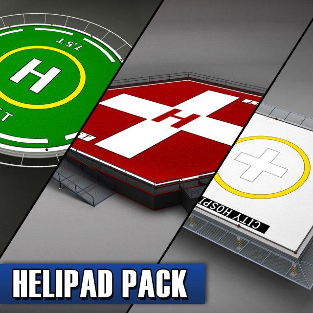 helipad pack 3D 모델 .c4d .max .obj .3ds .fbx .stl .blend 