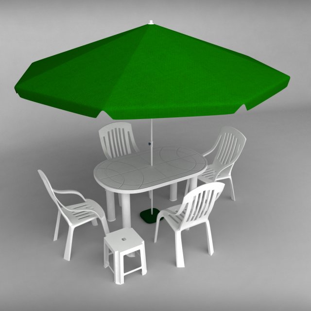 garden plastic furniture set Modelo 3D .c4d .max .obj .3ds .fbx .stl .blend 