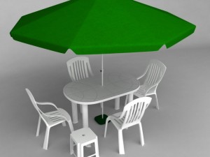 garden plastic furniture set 3D 模型