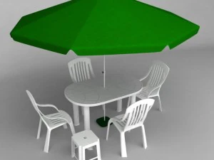 花园塑料家具套装 3D 模型