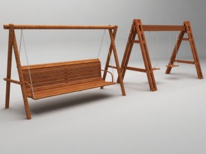 garden wooden swings pack Modello 3D