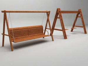 garden wooden swings pack 3D Model