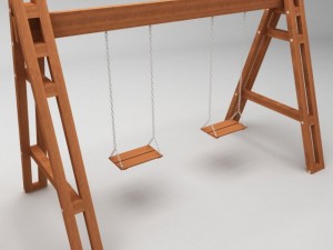 garden wooden swings pack Modello 3D