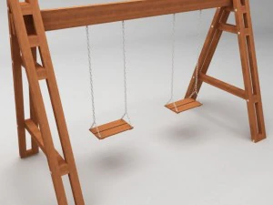 garden wooden swings pack 3D Model
