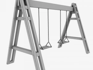 garden wooden swings pack 3D Model
