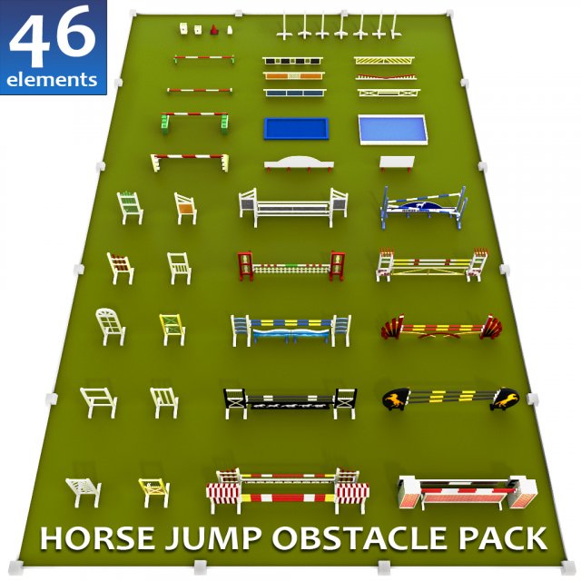 horse jump obstacle full pack 3D-Modell .c4d .max .obj .3ds .fbx .stl .blend 