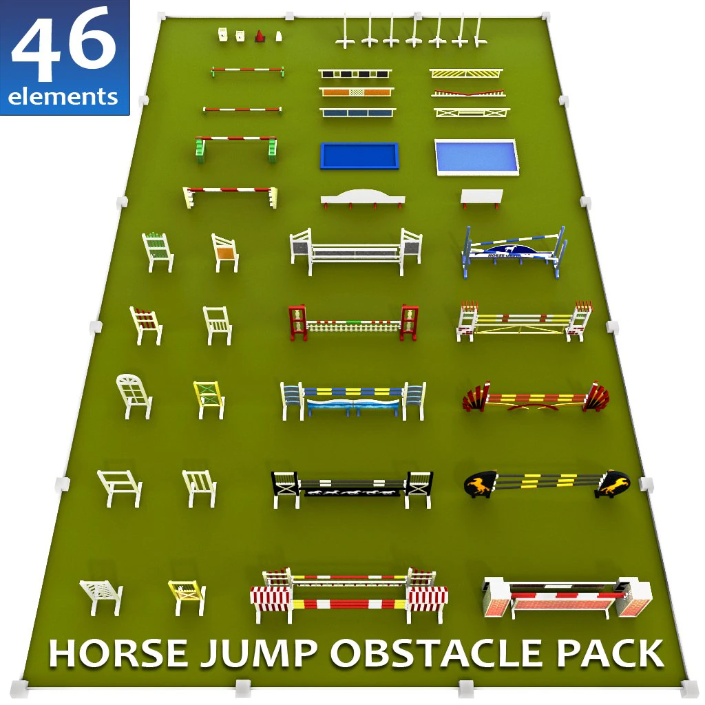horse jump obstacle full pack 3D Model .c4d .max .obj .3ds .fbx .stl .blend