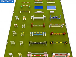 pacchetto completo di ostacoli per il salto del cavallo Modello 3D