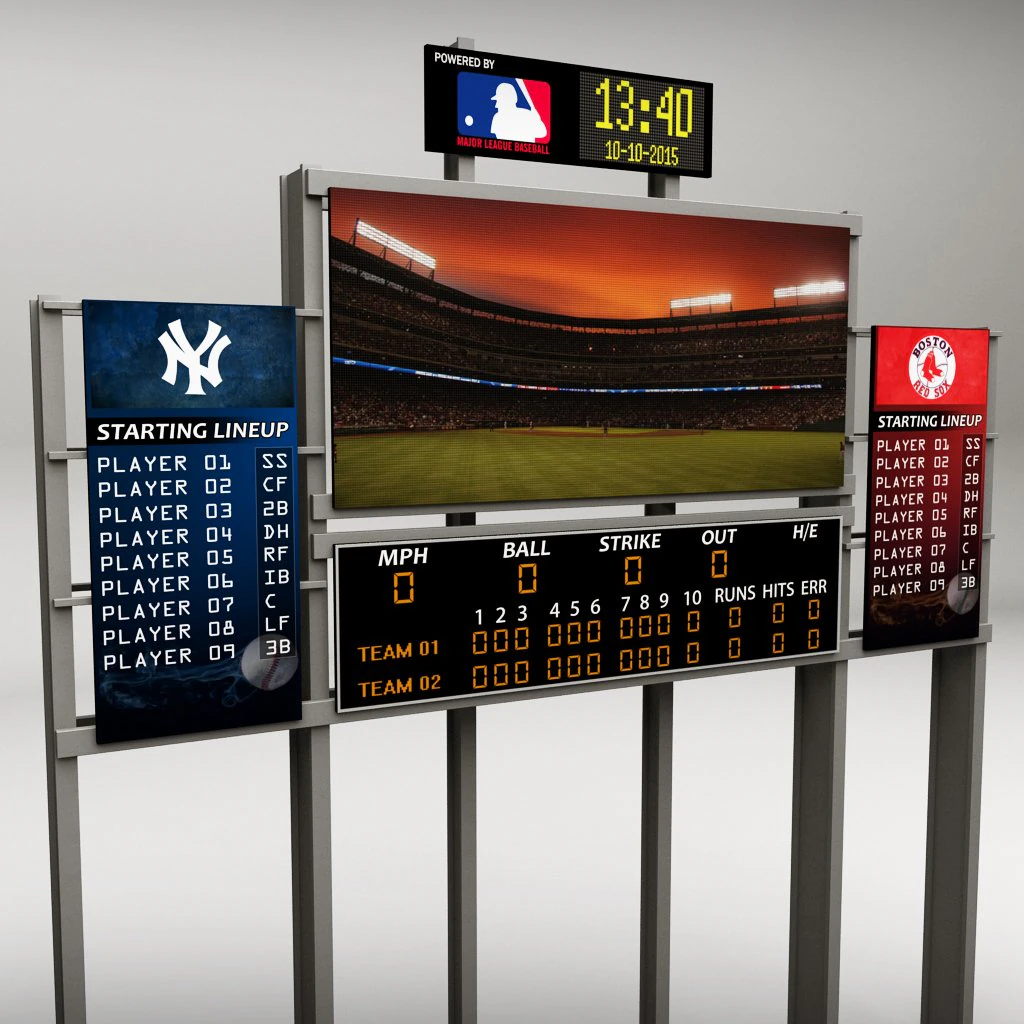 stadium baseball score board 3D Model .c4d .max .obj .3ds .fbx .stl .blend 