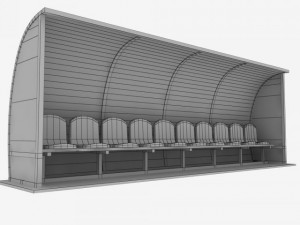 stadium seating reserve bench low 3D Model
