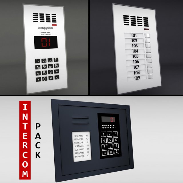 intercom pack Modello 3D .c4d .max .obj .3ds .fbx .stl .blend 