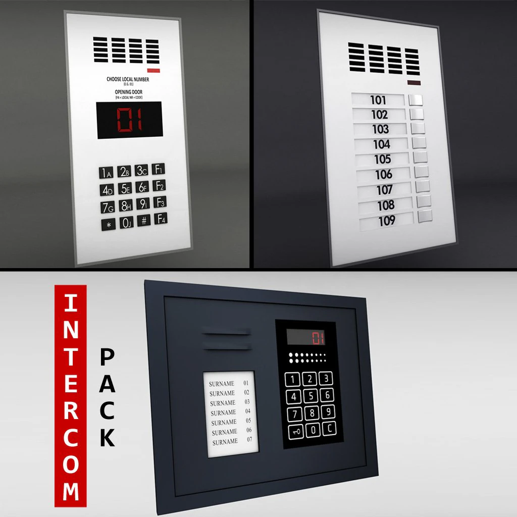 intercom pack 3D Model .c4d .max .obj .3ds .fbx .stl .blend 