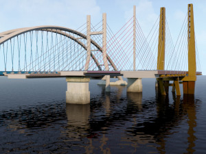 suspended water road bridge pack collection 3D Модель