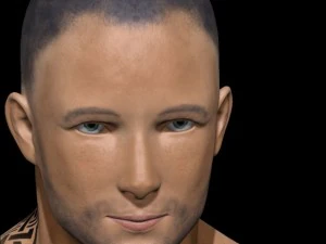 pria poli rendah siap dengan tato Model 3D